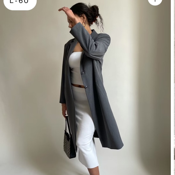 NEW Djerf Avenue Forever Coat Long Button Oversized Blazer in Grey size small - Picture 8 of 14